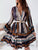 Buttoned Striped Long Sleeve Mini Dress