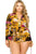 Plus gold & floral pattern print belted romer