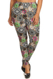 Plus Size Abstract Print, Full Length Leggings In A Slim Fitting Style With A Banded High Waist