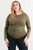 Plus Olive Ruched Long Sleeve Top