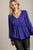 Satin V-neck Ruffle Baby Doll Top With Cuffed Long Sleeve