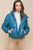 Pu Faux Leather Zipper Hooded Puffer Jacket
