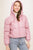 Pu Faux Leather Zipper Hooded Puffer Jacket