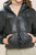 Pu Faux Leather Zipper Hooded Puffer Jacket