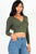 Ribbed Wrap Front Long Sleeve Top