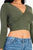 Ribbed Wrap Front Long Sleeve Top