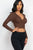 Ribbed Wrap Front Long Sleeve Top