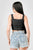 Crinkle Stretch Knit Sweetheart Hooked Bustier Cropped Top