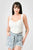 Crinkle Stretch Knit Sweetheart Hooked Bustier Cropped Top