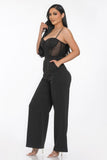 Mesh Insert Cup Wide Leg Jumpsuit