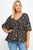 Floral V-neck Babydoll Balloon Slv Top