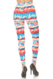 Tie Dye Printed High Waisted Leggings With Elastic Waistband