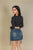Solid Rib Knit Square Neck Long Sleeve Top