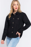 Button Down Cotton Denim Shacket