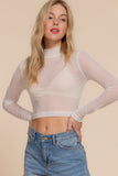 Long Sleeve Mock Neck Mesh Top