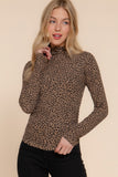 Long Slv High Neck Animal Print Knit Top