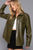 Long Slv Faux Leather Shacket