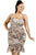 Plus wild animal print cami strap ruffle hem dress