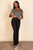 Ribbed tight knitted striped square neck short sleeve t shirt