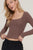 Long slv sweetheart neck seam detail knit top
