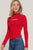 Long slv mock neck kyehole rib knit top