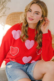 Heart Pattern With Pearl Embellished Sweatshirts