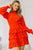 Long Sleeve Smocked Neck Tiered Ruffle Mini Dress