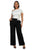 High-rise wide elastic contrast waist pants