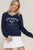 Long slv v-neck embroidered sweatshirt