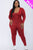 Plus Size Scoop Neck Long Sleeve Bodycon Jumpsuit