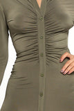 Chocolate USA Ruched Detail Button Down Shirt Dress