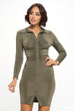 Chocolate USA Ruched Detail Button Down Shirt Dress