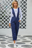 Pocketed Denim Overalls