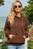 Drawstring Sherpa Hoodie with Pocket