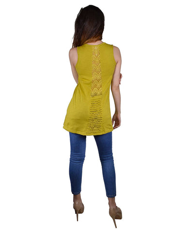 Solid Sleeveless Tunic Top with Stylish Back Design