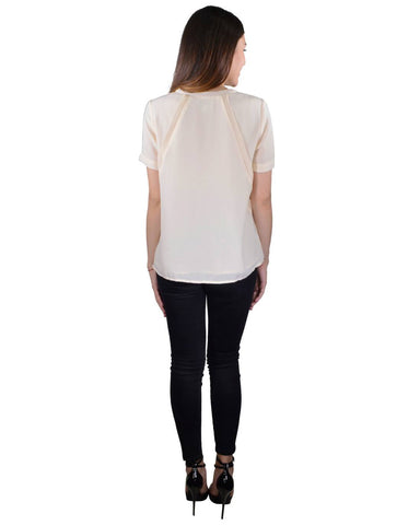 Solid Tie Up Pattern Neckline Short Sleeves top