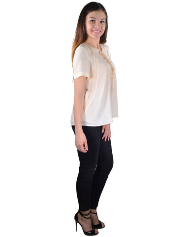 Solid Tie Up Pattern Neckline Short Sleeves top