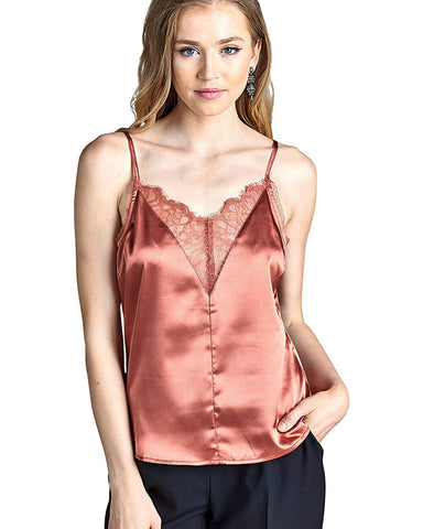 Adjustable cami straps fashion satin top
