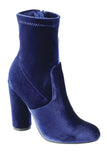 Ladies fashion reflections of sock-like ankle boot, closed almond toe, block heel with zipper closure - merchandiserus2