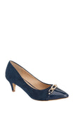 Ladies fashion one inch heeled shoe, closed round toe slip on, with rhinestone detail - merchandiserus2