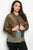 Ladies fashion plus size bomber jacket that hits just at the waist and features zipper closures