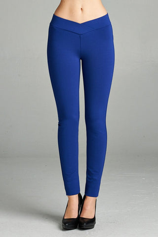 Ladies fashion plus nr span ponte seagull shaped waistband long pants