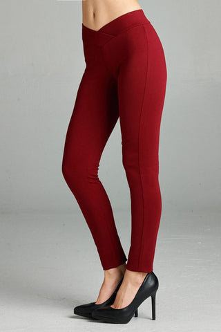 Ladies fashion plus nr span ponte seagull shaped waistband long pants