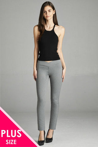 Ladies fashion plus nr span ponte seagull shaped waistband long pants