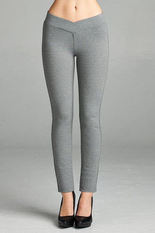 Ladies fashion plus nr span ponte seagull shaped waistband long pants