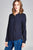 Ladies fashion long sleeve w/pocket dot print rayon challis woven top