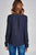 Ladies fashion long sleeve w/pocket dot print rayon challis woven top