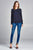 Ladies fashion long sleeve w/pocket dot print rayon challis woven top