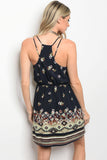Ladies fashion sleeveless floral print skater dress that features a rounded neckline - merchandiserus2