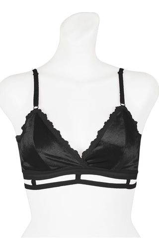 Ladies velvet bralette w/trimmed lace